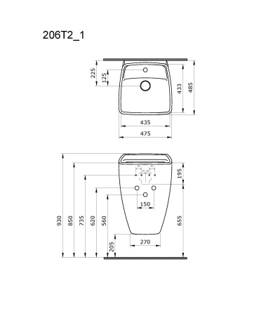 Подвесная раковина Ambassador Benefit 206T20001 (475х485х725) белая
